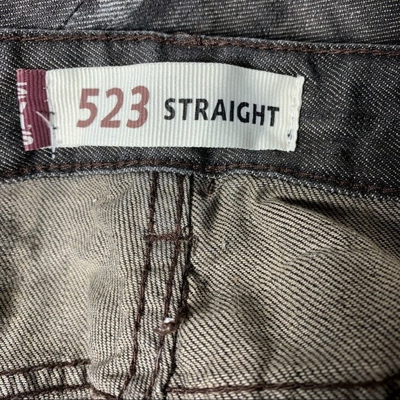 LEVI'S Vintage 523 Distressed Black Straight Fit Jeans Stone Wash Denim Sz 34x32 - Picture 11 of 11